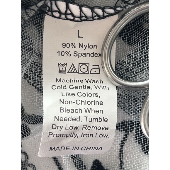 Unbranded Womens Large White Mesh Burnt Out Black Velvet Floral Bow Shorts - Picture 4 of 9